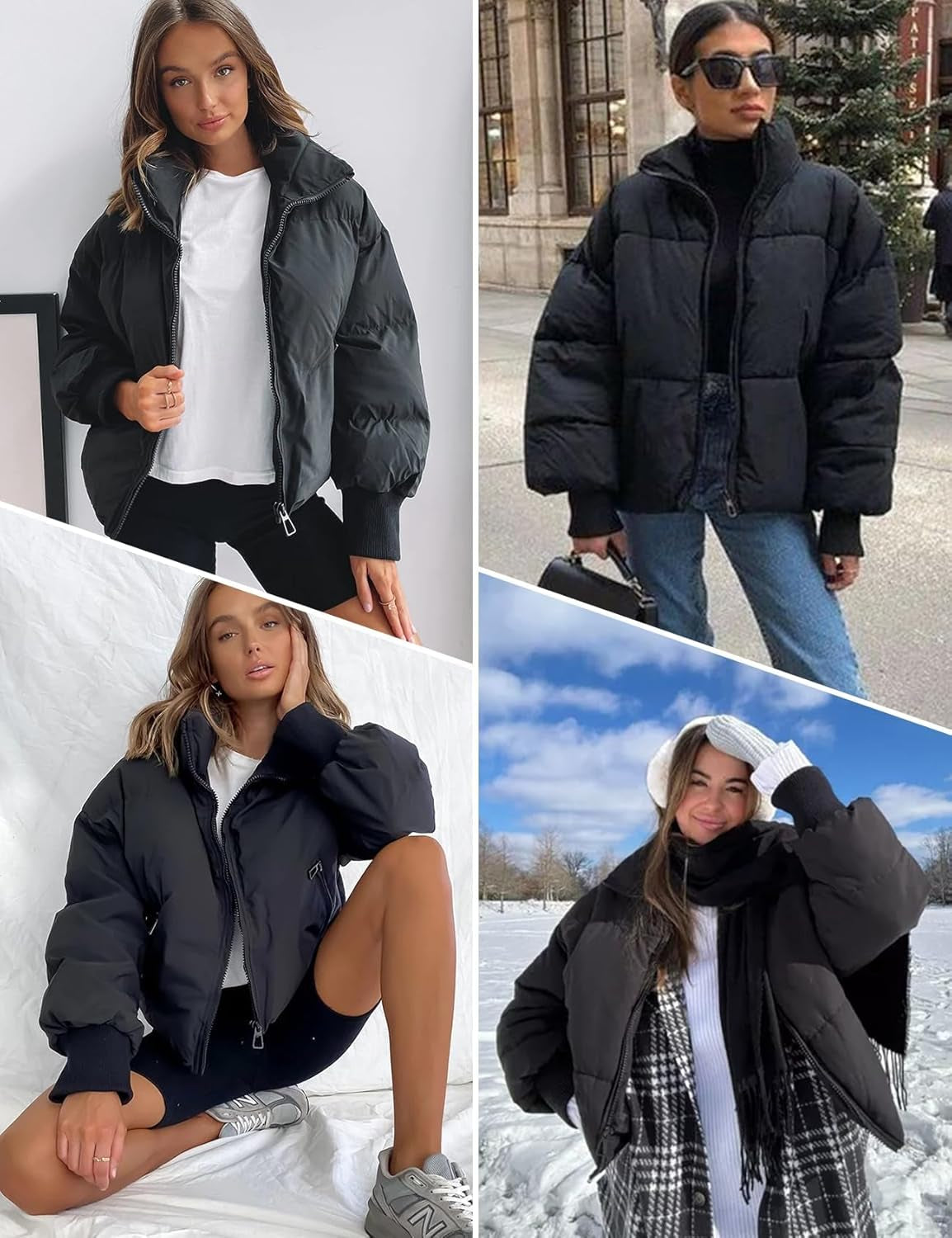Women's Quilted Cropped Puffer Jacket - Warm Winter Coat 2025