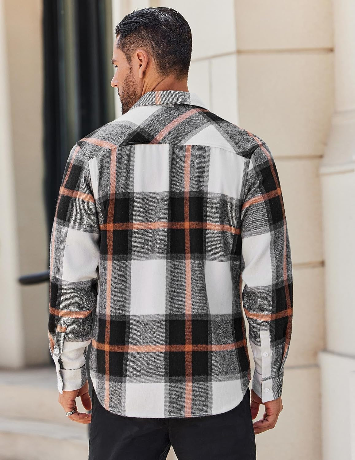 Men's Lightweight Long Sleeve Plaid Flannel Shirt - Casual Button-Down Jacket