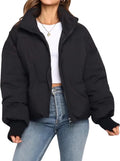 Women's Quilted Cropped Puffer Jacket - Warm Winter Coat 2025