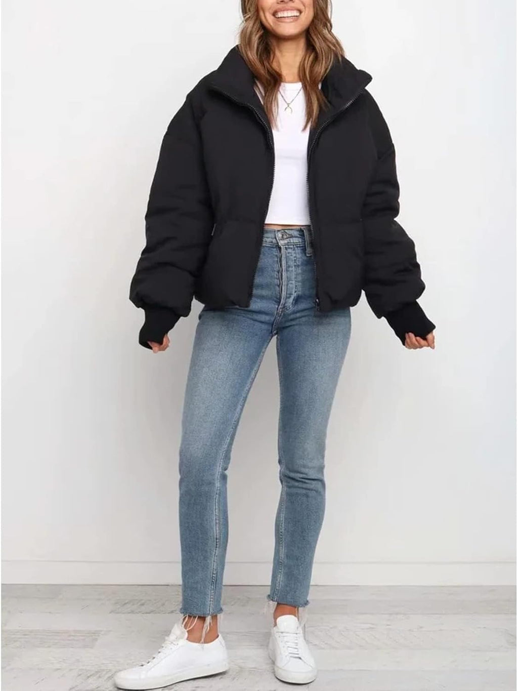 Women's Quilted Cropped Puffer Jacket - Warm Winter Coat 2025